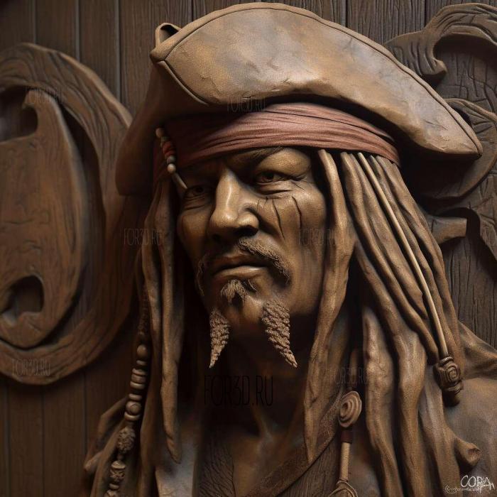 Jack Sparrow 1 stl model for CNC